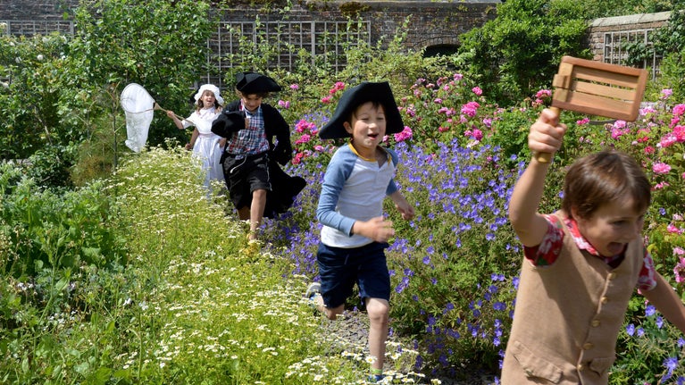 Kids in the garden at Wordsworth House, Cumbria